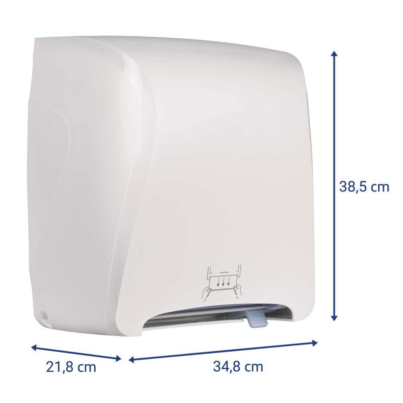 MAUL Dispensador toallas MAULcare Pared blanco para higiene diaria | ABS resistente a golpes, montaje sencillo, cierre con llave, formato compacto para baños y oficinas