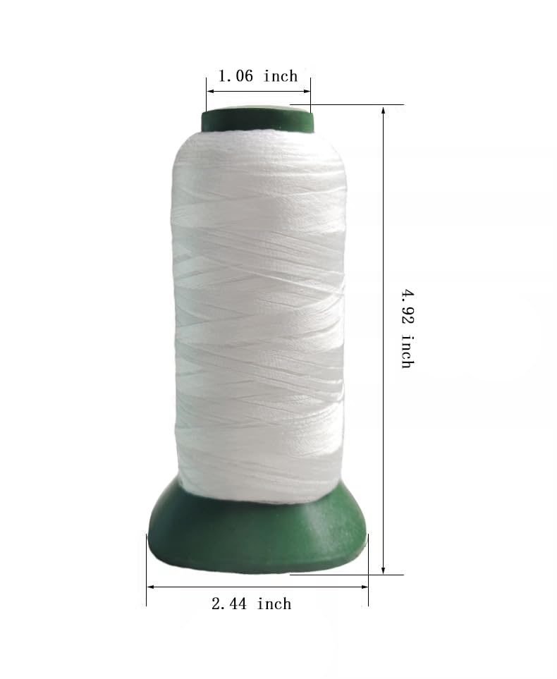 Bonded Nylon Sewing Thread 1500 Yards Heavy Duty Nylon Thread Size 69 210D/3 Upholstery Thread for Leather Canvas Jeans Weaving (White)