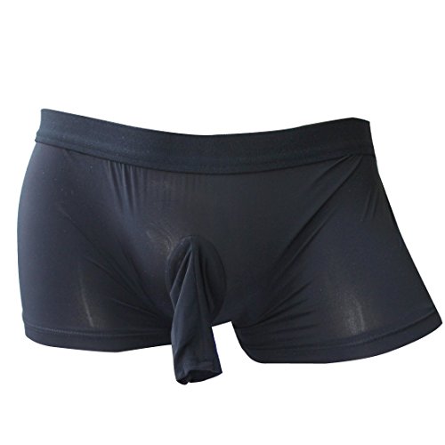 YiZYiF Herren Unterwäsche Boxershorts Trunk Boxer Shorts mit Öffner Penishülle - 5 Farben (Einheitsgröße (Taille 60-90cm), Schwarz)