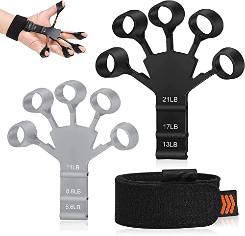 2 PCS Finger Strengthener, 2023 NEW Grip Strength Trainer, Finger Exerciser, 6 Resistant Level Finger Exerciser, Hand Strengthener for Strength Training, Finger Flexion Extension Training