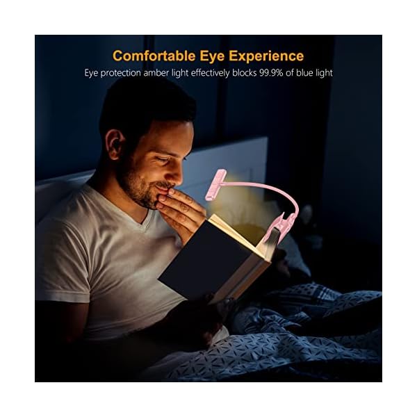 Gritin Leselampe Buch Klemme, USB Wiederaufladbare Buchlampe mit 19 LEDs, 3 Farbtemperatur Modi, Lange Laufzeit, Stufenlose Helligkeit Klemmlampe, 360° Flexibel Klemmleuchte für Nachtlesen – Bild 3