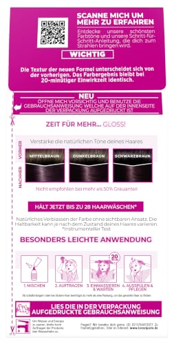 L'Oréal Paris Coloration ohne Ammoniak und ohne Silikone, Pflegende Intensivtönung mit Glanz-Reflex-Balsam, Casting Crème Gloss Haarfarbe, Nr. 316 Dunkle Kirsche, 1 Stück