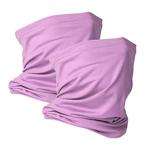 2 Pack Neck Gaiter Scarf Reusable Face Bandanas Tube UV Protection Headwear Balaclava Outdoor Sport for Men and Women Violet