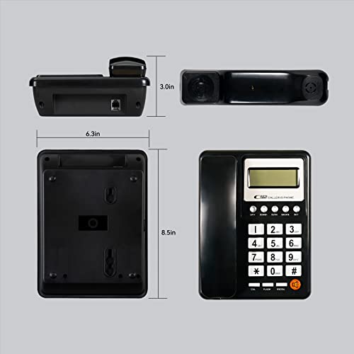 Corded Telephone Landline Telephone, Dual Interface Wired Telephone Big Button Landline Phones With Caller Identification Suitable For Office, Front Desk, Home, Hotel, Corded Landline (Black) #TOP3