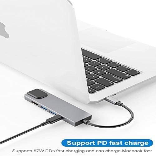 Image of USB HUB Type C 5 in 1 Adapter, USB C to HDMI,Ethernet (RJ45), USB 3.0 Multiport Connector,Type C 4k HDMI Port,Type C 1000m LAN Port,5 in 1 Type C Network Adapter (USB C to 5 in 1 with RJ45 HUB)