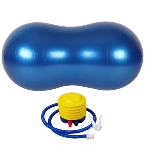 Ballon d'exercice anti-éclatement bleu 90x45cm avec sa pompe à air