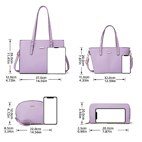 Image of Women Fashion Synthetic Leather Handbags Tote Bag Shoulder Bag Top Handle Satchel Purse Set