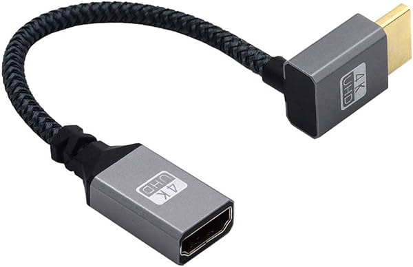 Cable Extensor HDMI cablecc 1.4 Tipo A Macho a Hembra Soporta HDTV 4K 60Hz 3D con Ángulo de 90 Grados Hacia Abajo