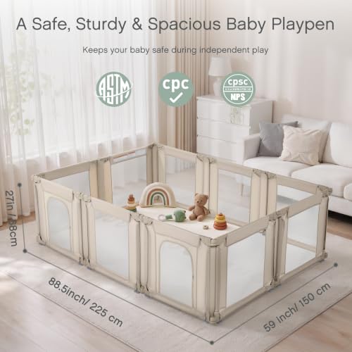Image of Foldable Baby PlaypenWL601, Khaki (10 Panels)
