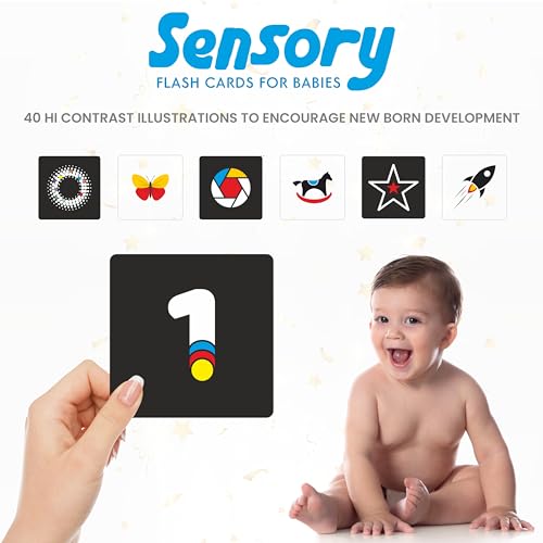 Image of SPARTAN KIDS Sensory Flash Cards for New Born Babies | Hi Contrast Illustrations to Encourage Infants Development Black & White Flash Cards for Age 3 to 6 Months | 40 Flash Cards