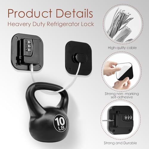 Himake Refrigerator Lock, Combination Lock for Refrigerator Cabinets, Drawers, Heavy Duty Fridge Lock, Easy Install No Keys Needed (2 Pack)