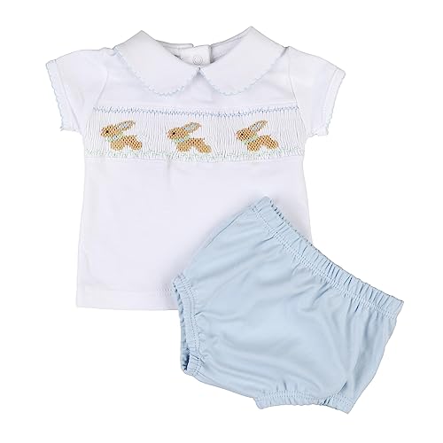 Image of Magnolia Baby Baby Boy Springtime Bunny Classics Diaper Cover Set Blue