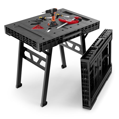 Express Folding Worktable, Easy Setup Portable Folding Workbench, 34' W x 24' D Lightweight...
