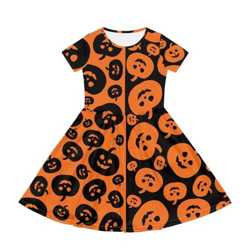 Kids Dresses Short Sleeve Loose Casual Dress Swing Sundress with Pockets for Girls 2-14 Years4
