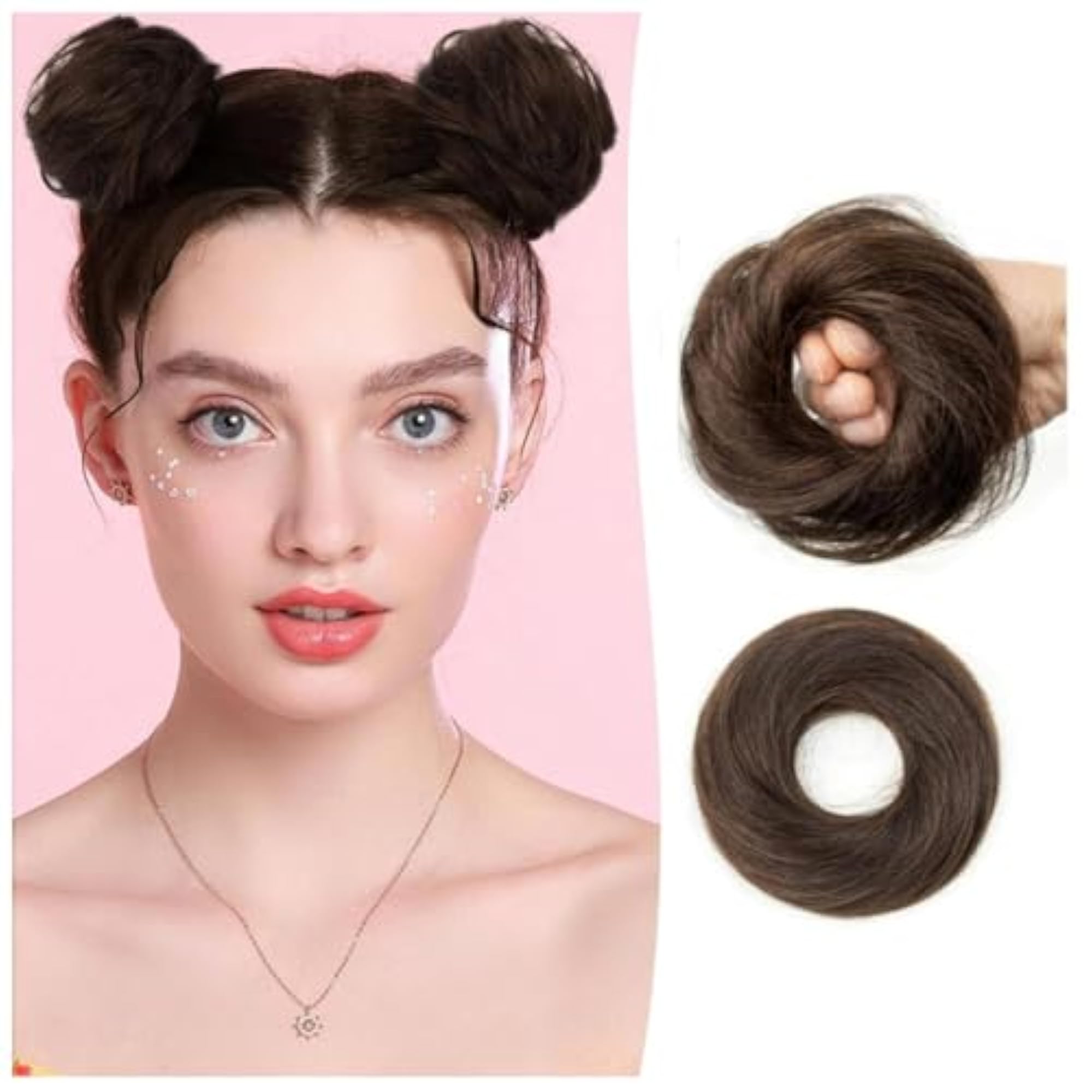 2pcs 100% Human Messy Bun Wavy Up Do Scrunchies