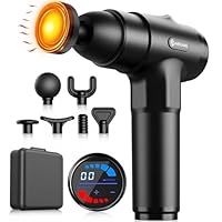 Massagepistole mit Wärmefunktion, AERLANG Massage Pistole Massage Gun, Muskel Massage Gun Massagegerät mit LED Anzeige, Handmassagegeräte Massage Pistole mit 20verstellbaren Stufen&7 Massageköpfen