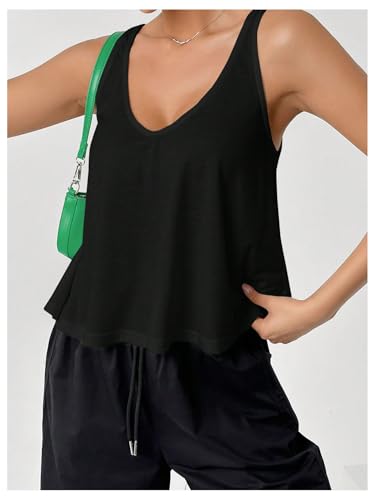 SweatyRocks Women's Flowy Tank Tops V Neck Sleeveless Loose Fit Crop Top3