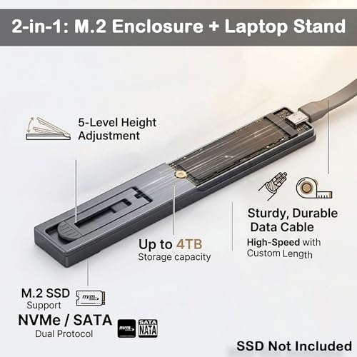 Caja externa M.2 SSD con soporte para laptop gris miniatura 2
