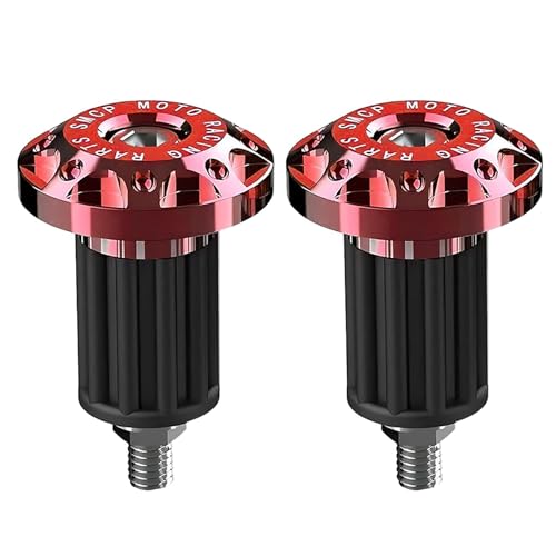 Diamall 2 PCS Motorcycle Bar End Plug, Aluminum Alloy Handlebar Grip End Cap, Anti-Fall Modified Handlebar Plug Accessories, for Motorcycles and Electric Vehicles with Handlebar ID 16-18mm (Red)