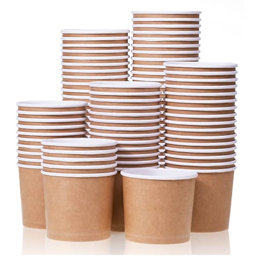 Image of MATICAN Paper Ice Cream Cups - 100-Count 11-Oz Disposable Dessert Bowls for Hot or Cold Food, 11-Ounce Party Supplies Treat Cups for Sundae, Frozen Yogurt, Soup, Brown