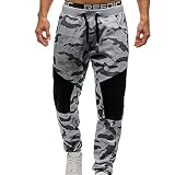 Boshivw Camouflage Jogginghose Herren Lang Männer Patchwork Sweathose |Sporthose Freizeit Kordelzug Trainingshose BDU Style Outdoorhose Freizeithose Laufhosen Fitnesshose