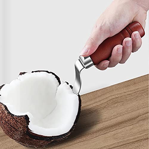 Miniatura 5 de Lseqow Raspador De Coco, Herramienta Para Cocinar, Quitapiedras, Acero Inoxidable, Madera, 22 X 12,5 X 3 Cm