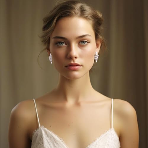 ATIMIGO Rhinestone Cluster Drop Earrings Elegant Crystal Statement Earrings Bridal Wedding Prom Earrings for Women3