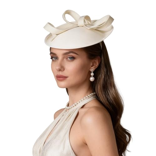 F FADVES Elegant Fascinator Hat for Women Wedding Church Tea
