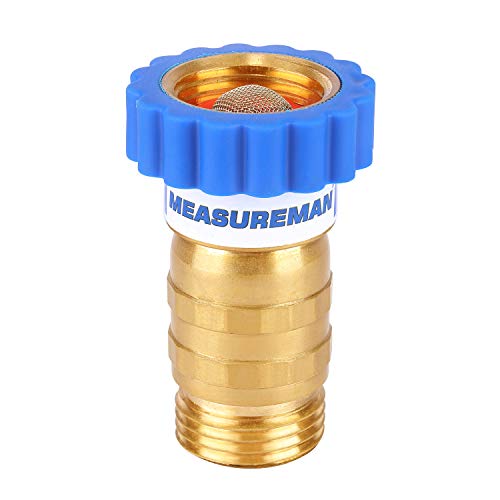 Image of MEASUREMAN Lead-Free Brass, Water Pressure Regulator 2PC, Pressure Reducer for Camper, Trailer, RV, Garden, Plumbing System, 40-50 psi, 3 /4 inch Hose 2 PACK