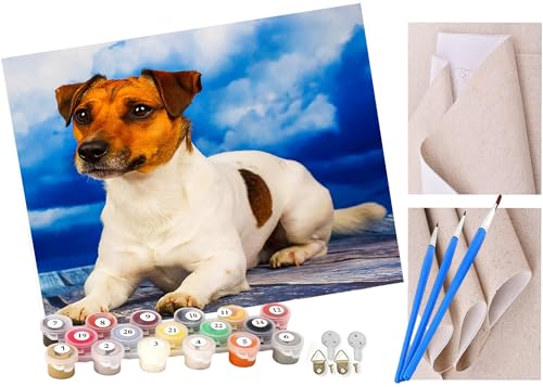 ToeTs Paint by Numbers for Adults, 40x50 cm Acrylic Oil Paints by Numbers for Adults Beginner Kids Animal Jack Russell pet Dog Painting Kit with 4 Brushes Watercolor Paints Easy ToeTs Paint by Numbers for Adults, 40x50 cm Acrylic Oil Paints by Numbers for Adults Beginner Kids Animal Jack Russell pet Dog Painting Kit with 4 Brushes Watercolor Paints Easy