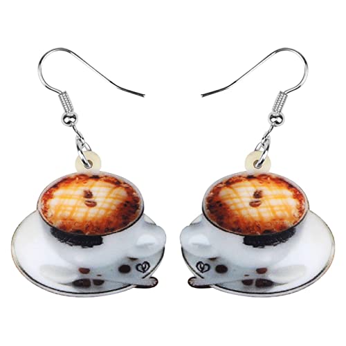 DOWAY Acryl Charm Kaffeetasse Löffel Eiffelturm Ohrringe Tropfen baumeln Schmuck Mode Dekoration für Frauen Mädchen lustige Party Geschenke, Acryl, Sandstein Cover