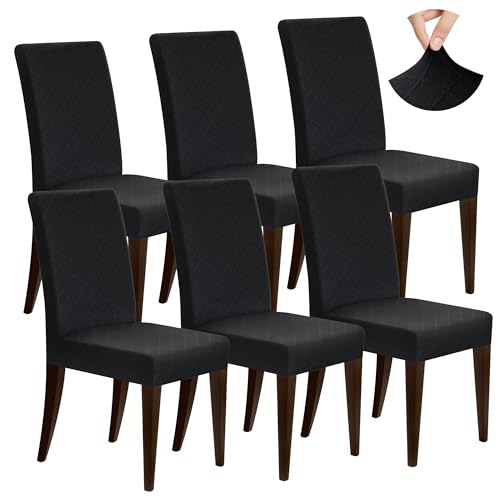 YIYIZI Stuhlhussen 6er Set Universal Stretch Wasserdicht hussen für stühle Husse Abnehmbare and Waschbar In Hellgrau Dunkelgrau, Beige and Schwarz für Esszimmerstühle Ohne Armlehnen