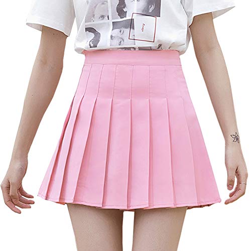 Women's girls high waisted pleated skater tennis school skirt uni…