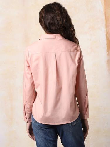 Image of HIGH Star Oversized Solid Cotton Shirt for Women | Stylish Tops for Women | Comfortable and Trendy Casual Shirt