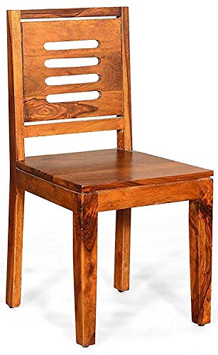 Image of Solid Sheesham Wood Set of Two Dining Chairs for Dining Room | Study Room | Office | Guest Room | Finish Color - Natural Finish |
