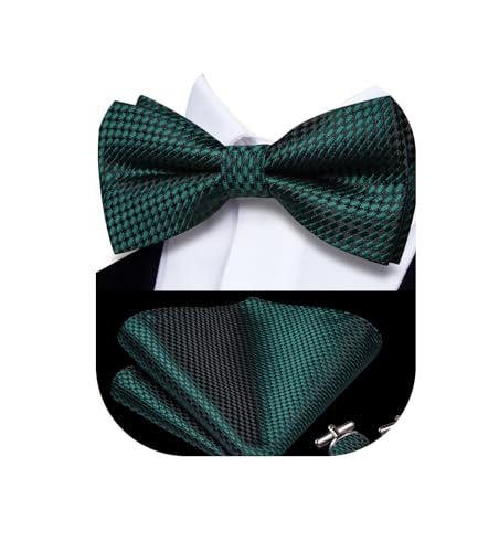 Image of Dubulle Mens Paisley Striped Bowtie Set Pre-tied Bowtie for Men and Pocket Square Set Wedding Business