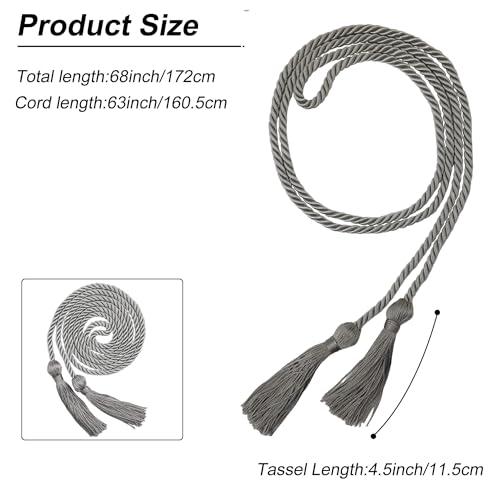 Image of GraduationMall Polyester Graduation Honor Cord 68 inch Grey