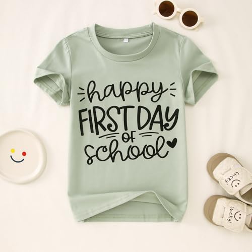 Image of Girls Boys Happy First Day of School Shirts Kid Back to School T-Shirt Kindergarten 1st 2nd Grade Outfits Tees Tops