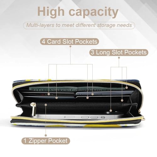 Lemon Print Long Wallet for Women Men PU Leather Card Holder Organizer with Zipper Coin Pocket & Cash Slots4
