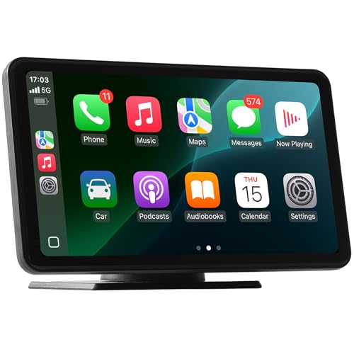 VEVOR Estéreo Inalámbrico para Coche, Radio Portátil HD de 177,8 mm con Pantalla Táctil Compatible con Apple CarPlay y Android Auto, Cámara de Respaldo, Control de Voz, Bluetooth, Navegación GPS