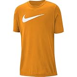 Nike Boy's Dri Fit Swoosh T Shirt Orange Peel/White Size X-Large