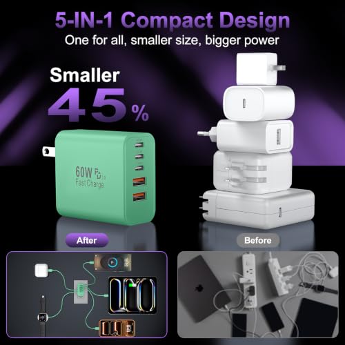 Image of USB C Charger Block Fast Charging, 60W Phone Charger USBC Wall Plug Adapter
