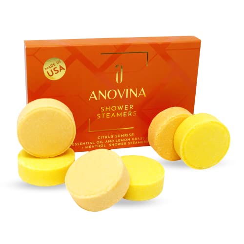 Anovina 6Xl Citrus Sunrise Shower Steamers - Orange And Lemon Grass Essential Oils, Shower Bombs Aromatherapy, Self Care Gifts For Men & Women, Aromatherapy Spa Gifts Shower Tablets (6 Pack) #TOP24