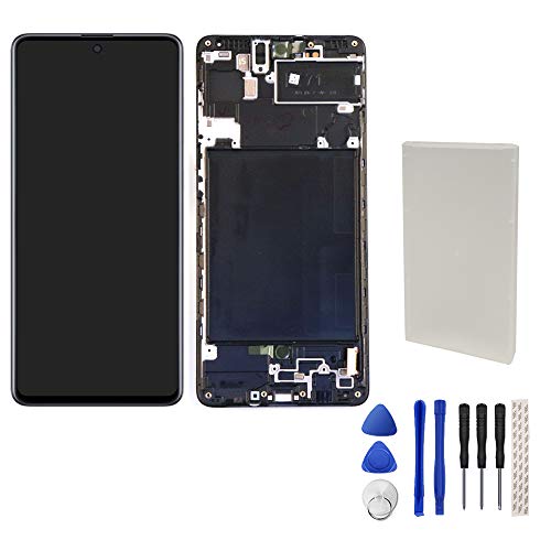 Alondy AMOLED Screen Replacement for Samsung Galaxy A71(2020) A715 A715F SM-A715F (Black with Frame) Display Digitizer Assembly Tools 6.7" Support Fingerprint Scan