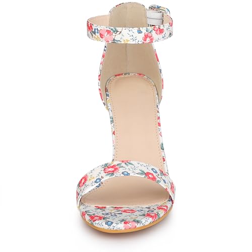 Image of Allegra K Women's Floral Print Open Toe Block High Heels Summer Sandals