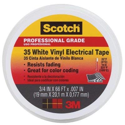 Vinyl Electrical Tape, Professional-Grade, White, .75-In. x 66-Ft.