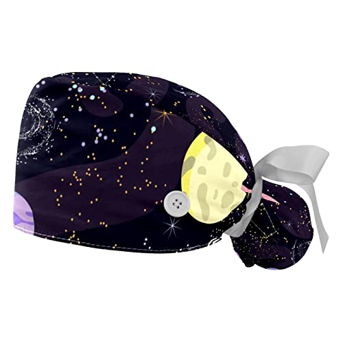 Chapeaux bouffants univers spatial JDEZ : lot de 2 casquettes de travail