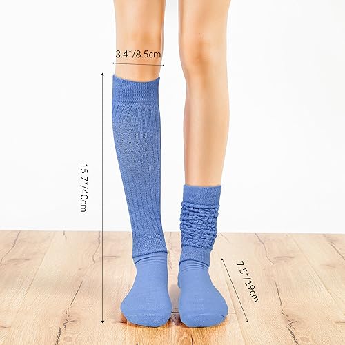 Image of Violet Mist women slouch socks thick colored knee high scrunch socks long stacked sock boot 80s 90s Novetly