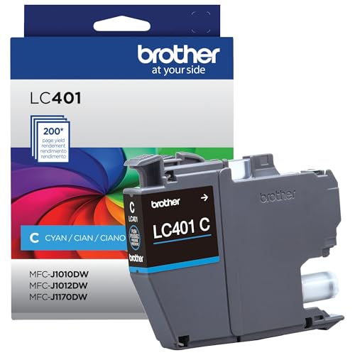 Image of Brother Genuine LC401C Standard-Yield Cyan Ink Cartridge