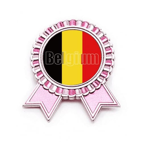 Broche drapeau de la Belgique Rose taille M métal pour personnaliser un sac